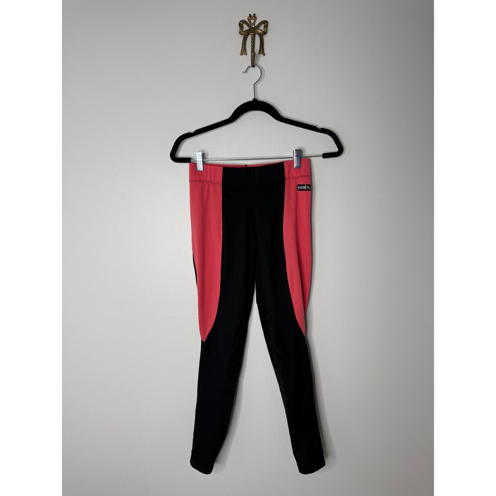 Women's Kerrits Coral Pink Black Colorblock Riding Equestrian Leggings Pants S